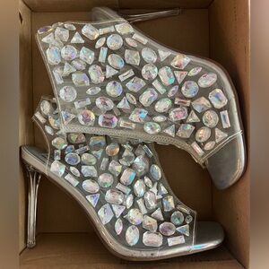 Steve Madden Tomo Open Toe Bootie Clear Heel Women’s Size 9